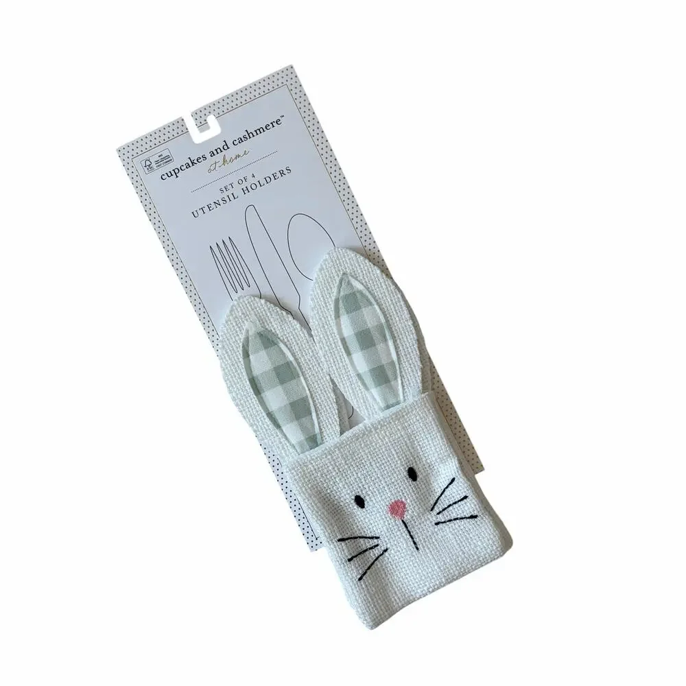 Cupcakes & Cashmere Bunny Rabbit Utensil Holders Set of 4 Easter New
